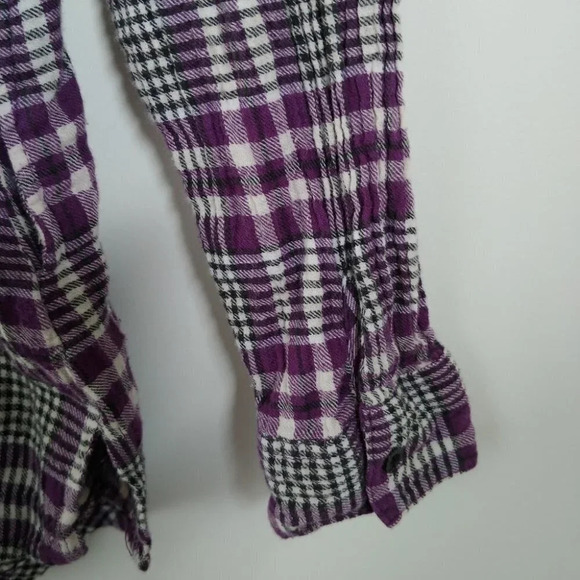Vigoss Purple Plaid  Flannel Extra Long Shirt, M - Picture 4 of 9